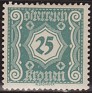 Austria - 1922 - Numbers - 25 K - Green - Austria, Numbers - Scott J111 - 0